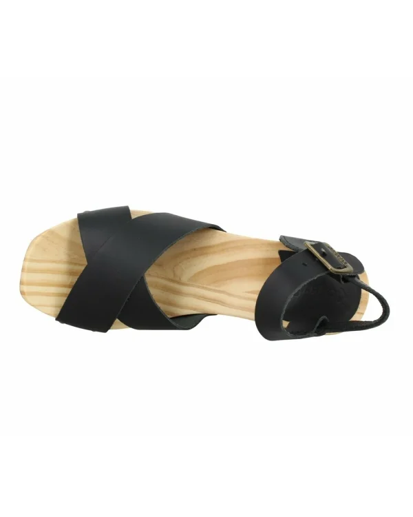 IraMira - sandalia negra con tacón de madera - vista cenital
