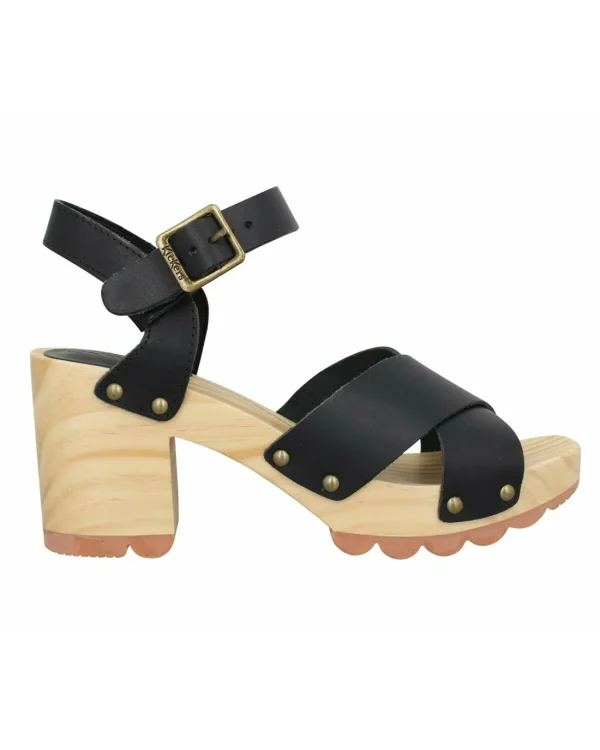 IraMira - sandalia negra con tacón de madera - vista lateral