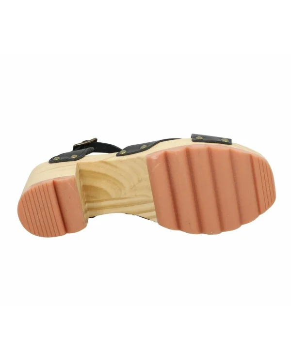 IraMira - sandalia negra con tacón de madera - suela
